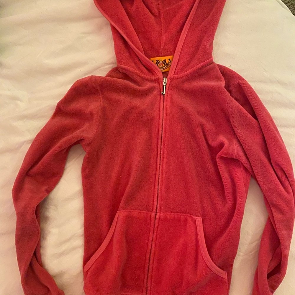 Juicy Couture Red Zip-Up Hoodie Sweatshirt